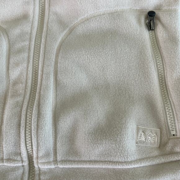 REI Zip Front Vest Women's Size Small Off White Fleece Zip Pockets - Picture 3 of 8